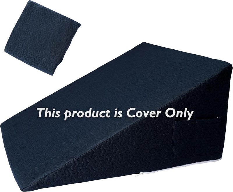 MEOVEN Wedge Pillow Cover for 25x24x12 Bed Wedge Pillow, Hypoallergenic Replacement Case Cover with Zipper & Pockets, Navy Blue - Image 4